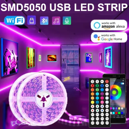 Luzes de LED Flexível USB com Bluetooth