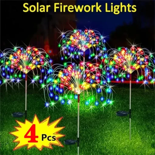 Luzes externas de fada de fogos de artifício LED solares