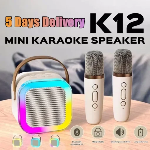 Máquina Karaokê Portátil Bluetooth K12 PA 5.3 com Microfone