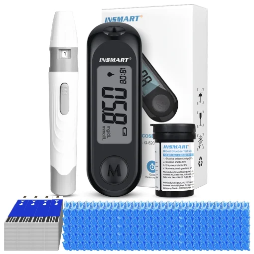 Medidor de Glicose INSMART Kit de Teste Diabetes 50 Tiras