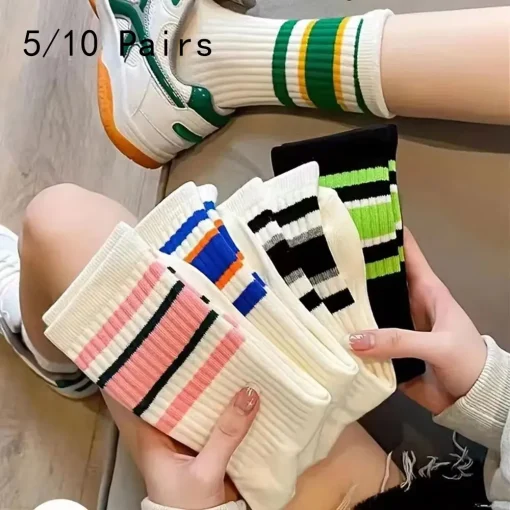 Meia colorida fofa Harajuku, 510 pares