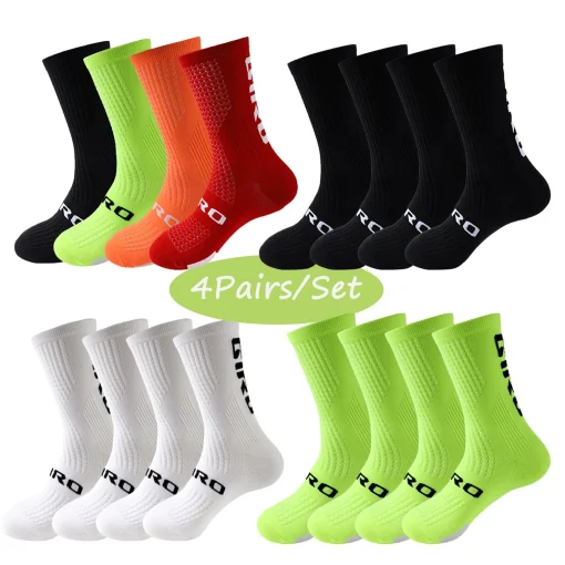 Meias de Ciclismo para Homens 4 Paresconjunto Meias de Ciclismo Absorventes de Suor Esportivas Respiráveis para Futebol Compression Socks