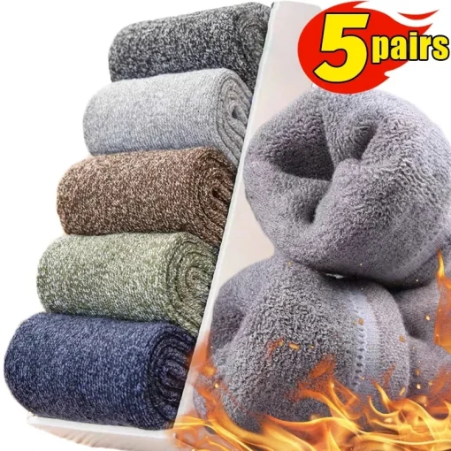 Meias grossas de lã merino para o inverno