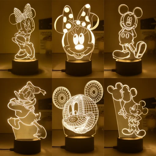 Mickey Mouse Disney Anime Modelo Luz Noturno Led