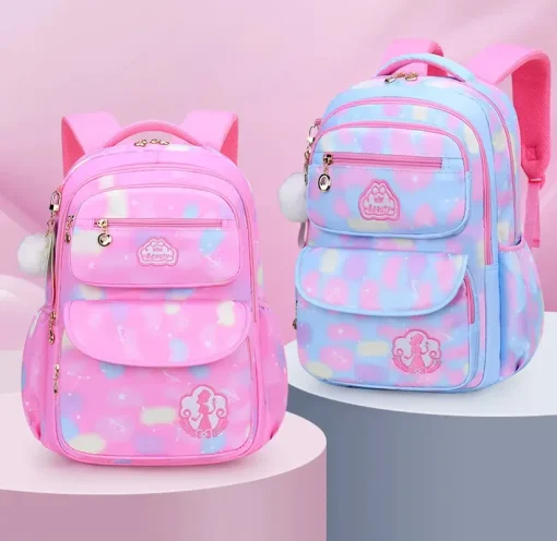 Mochila Infantil Feminina Escolar Rosa Para Criança Adolescente Resistente à Agua Kawaii Fofa