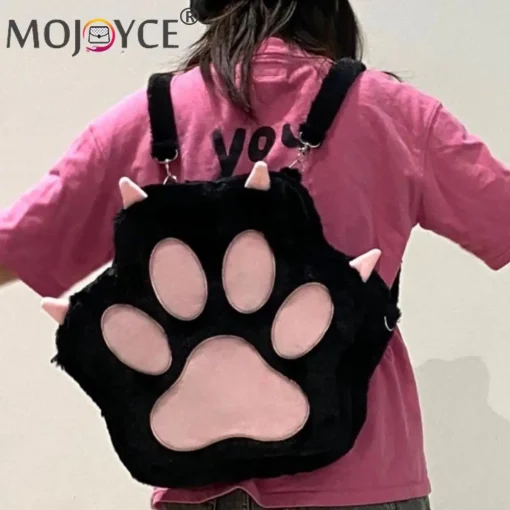 Mochila de Pelúcia Fofa de Pata de Gato