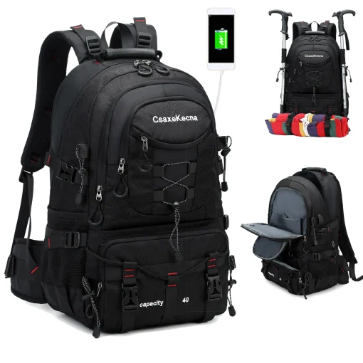 Mochila de caminhada, mochila para acampamento ao ar livre, 40L, bolsa impermeável para esportes de montanha, mochila de viagem para homens e mulheres