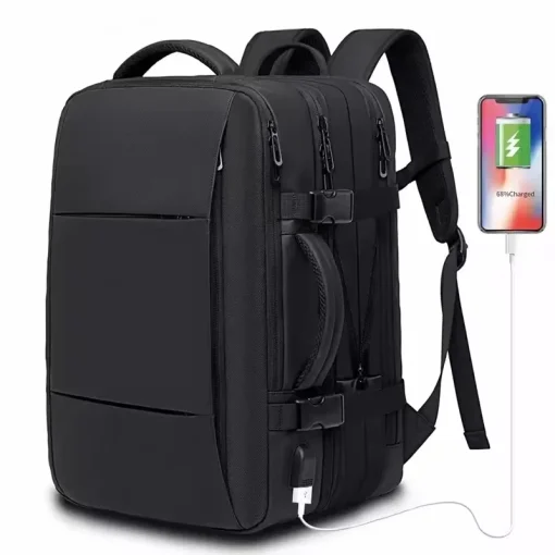 Mochila de viagem BANGE, mochila executiva masculina, mochila escolar, mochila USB expansível, ampla capacidade, mochila fashion à prova d'água para laptop de 17,3