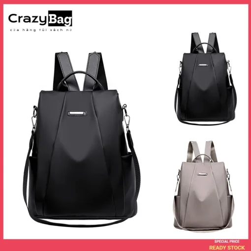 Mochila feminina transversal Mochila oxford cor sólida e grande capacidade antirroubo