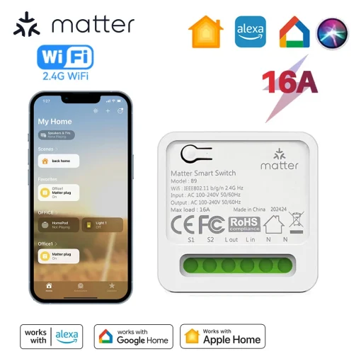 Módulo Relé Mini WiFi Smart Switch Matter 16A