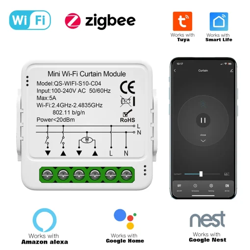 Módulo de Interruptor de Cortina Inteligente Tuya WiFi Zigbee