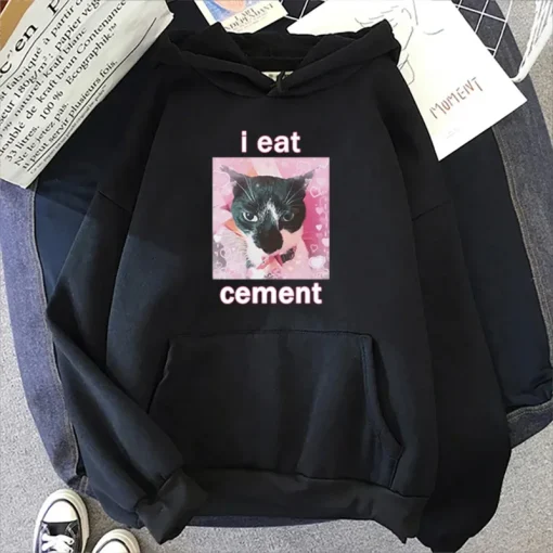 Moletom Funny Cat Eat Cement Meme