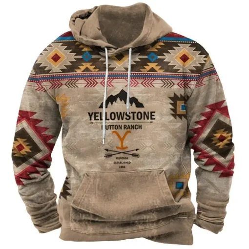 Moletom Vintage Yellowstone 3D Estampado Outono