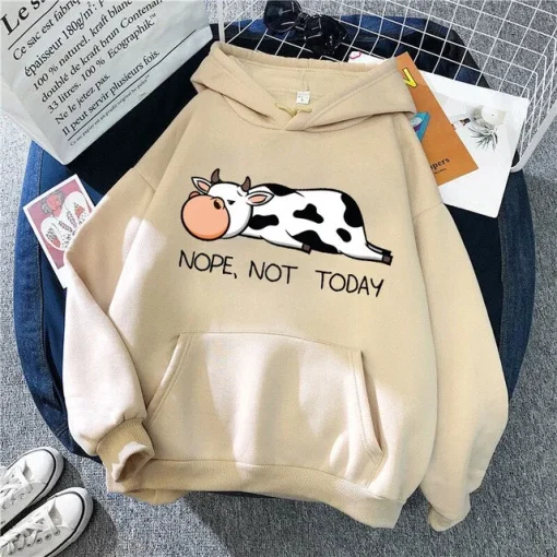 Moletom capuz unisex de vaca engraçado estético y2k anime