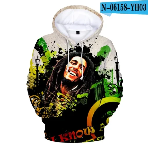 Moletom com capuz Bob Marley primavera-outono