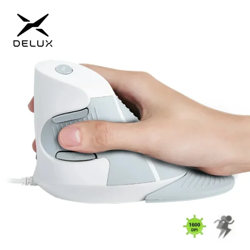 Mouse Ergonômico Vertical Branco Com Fio Delux M618BU