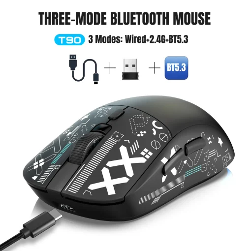 Mouse gamer Bluetooth, USB, e 2.4G recarregável