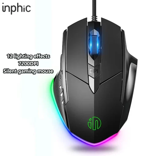 Mouse gamer com fio Inphic