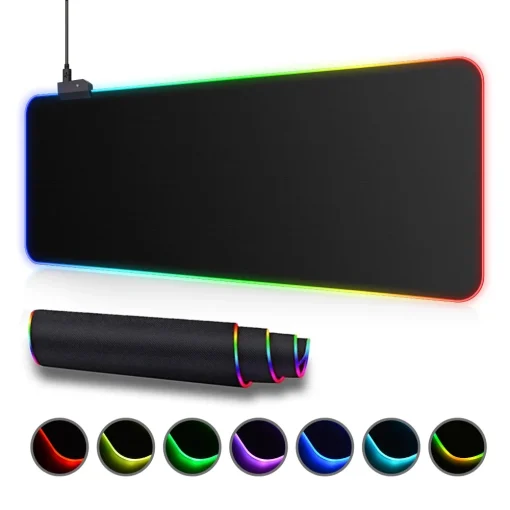 Mousepad à prova d'água para jogos com luz LED RGB grande