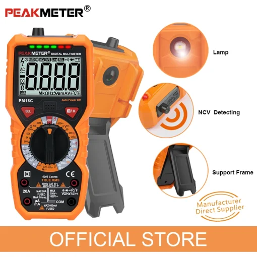 Multímetro Digital PEAKMETER PM18C RMS Verdadeiro Teste