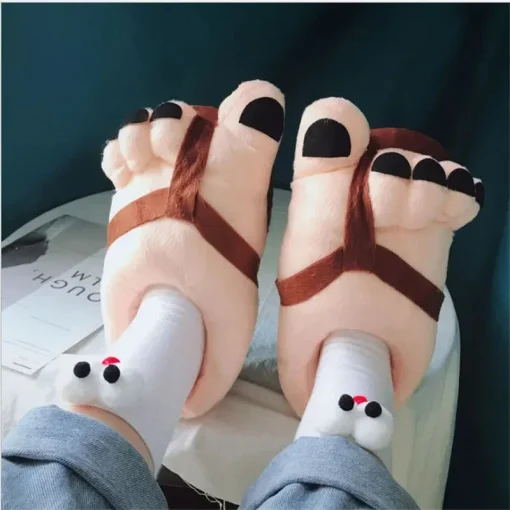 Pantufas confortáveis e fofas para pés engraçados, para ambientes internos, homens e mulheres, algodão quente de inverno, cinco dedos, cosplay