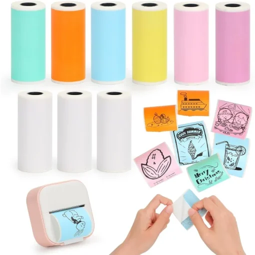 Papel adesivo para impressora mini, rolos de papel térmico para T02M02