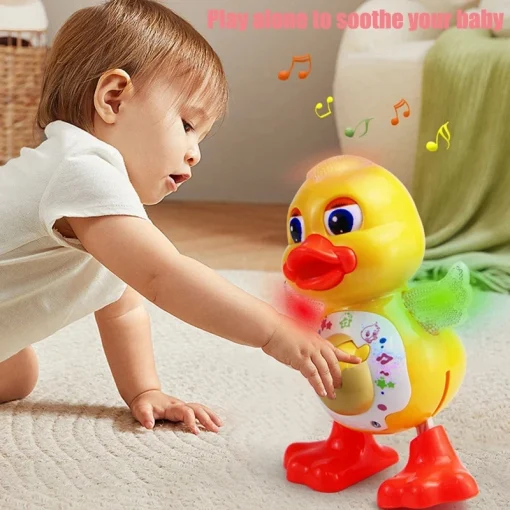 Pato Elétrico dançante Engraçado Piscando Olhos Luz Piscando Balança o Corpo Bonito Animal Musical de Desenho Animado Brinquedo Educativo Presente Infantil