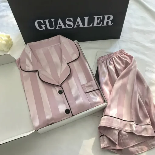 Pijama Feminino de Seda Gelada 2 Peças