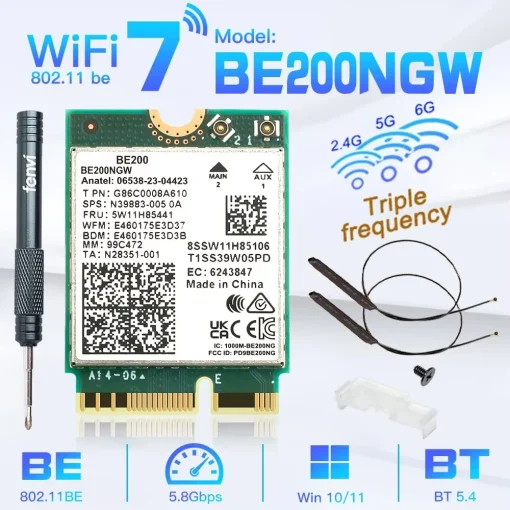 Placa de rede Intel BE200 WiFi 7 Bluetooth 5.4