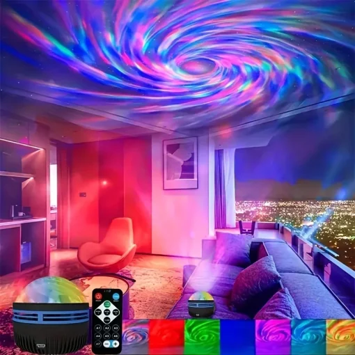 Projetor LED Galáxia Estrelada RGB Controle Remoto Inteligente