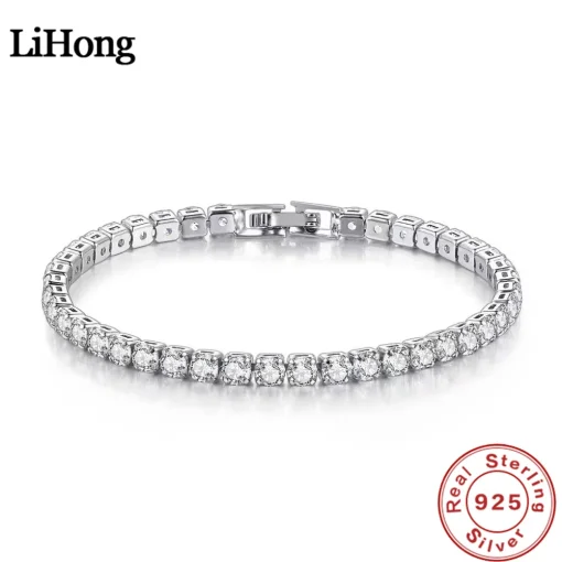 Pulseira Lihong Prata S925 Zircônia Tênis Feminina