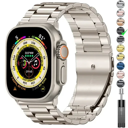 Pulseira de Aço Inox para Apple Watch 49mm 45mm 41mm 40mm