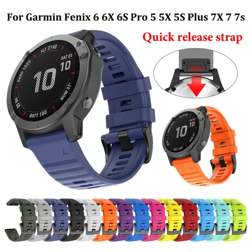 Pulseira de silicone 22 26mm inteligente para Garmin Fenix