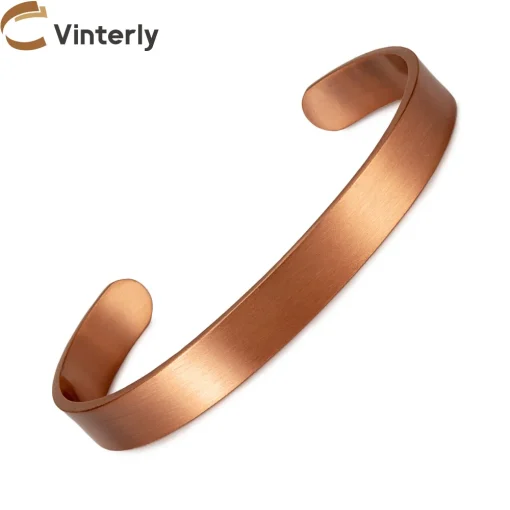 Pulseiras de Cobre Puro Vinterly para Mulheres Homens Unissex 9.5mm