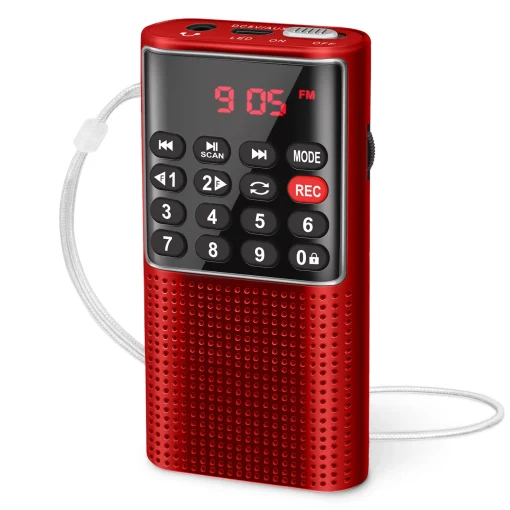 Rádio FM portátil de bolso mini com MP3