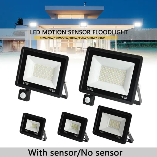 Refletor p jardim 100W 50W 30W sensor LED 50 LED