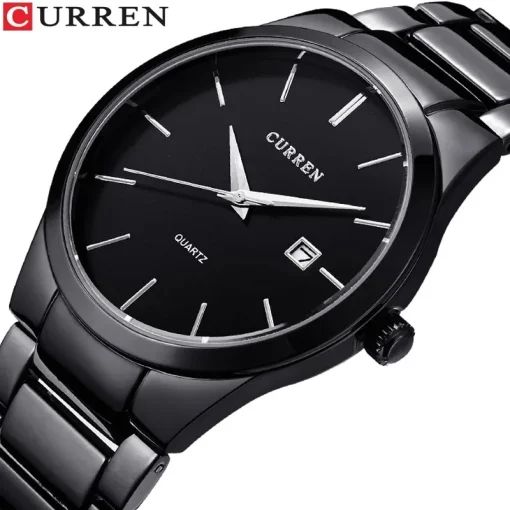 Relógio Masculino Simples Fashion CURREN Fino Pulseira Aço Impermeável Quartz Calendário 8106