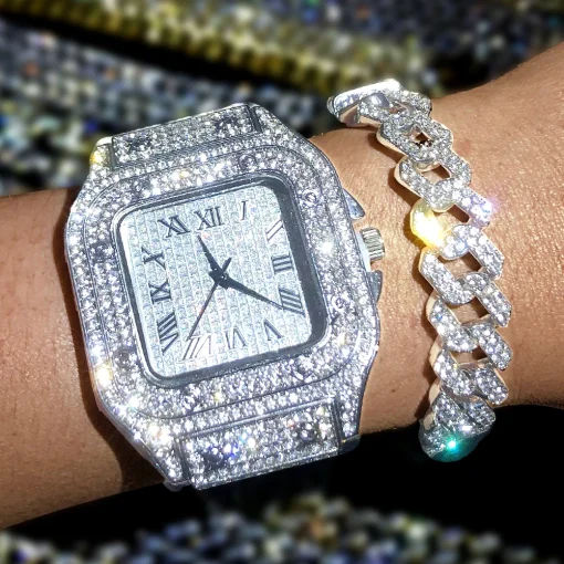 Relógios Moissanite Iced Out de Luxo