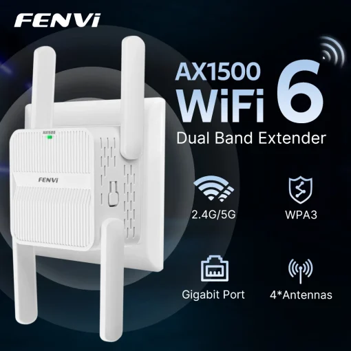 Repetidor e amplificador de sinal WiFi 6 FENVI 5 GHz AX1500