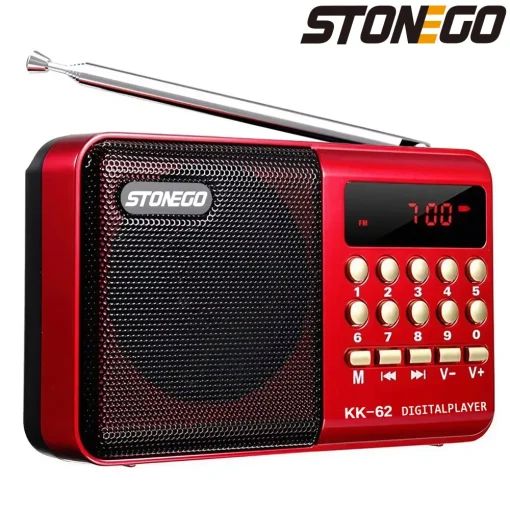 STONEGO 2 tamanhos Mini Rádio Portátil Recarregável