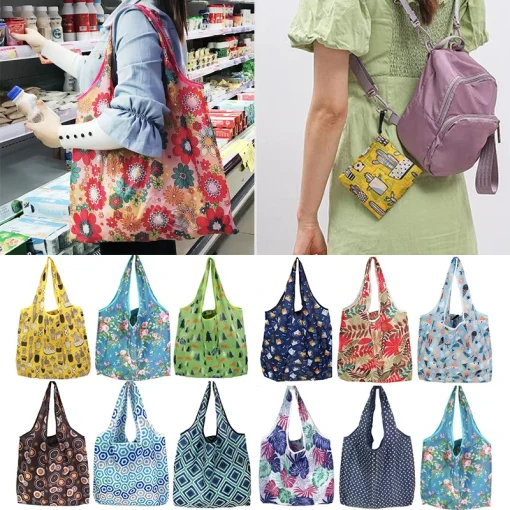 Sacolas reutilizáveis de compras dobráveis grandes