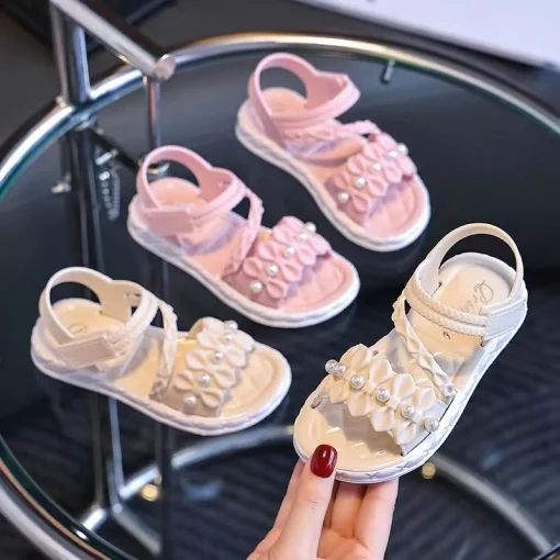 Sandálias Elegantes Femininas - Versáteis e Elegantes para Interno Externo, Sapatos de Princesa Ideais para a Praia com Borlas de Contas, Respiráveis e Leves