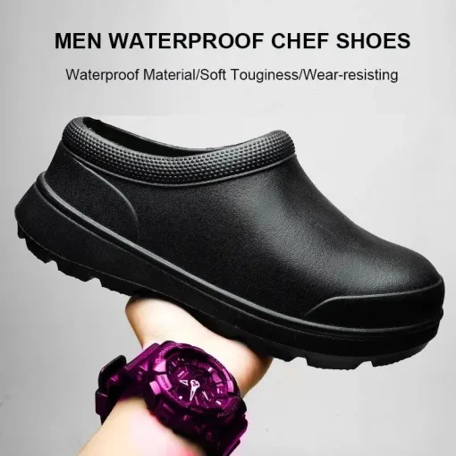 Sapatos de chef femininos à prova de óleo Calçados de segurança masculinos antiderrapantes