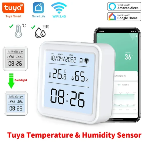 Sensor Inteligente de Temperatura e Umidade WiFi Tuya