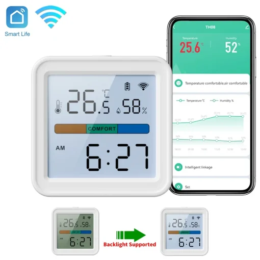 Sensor Termômetro de Umidade e Temperatura Wi-Fi Tuya