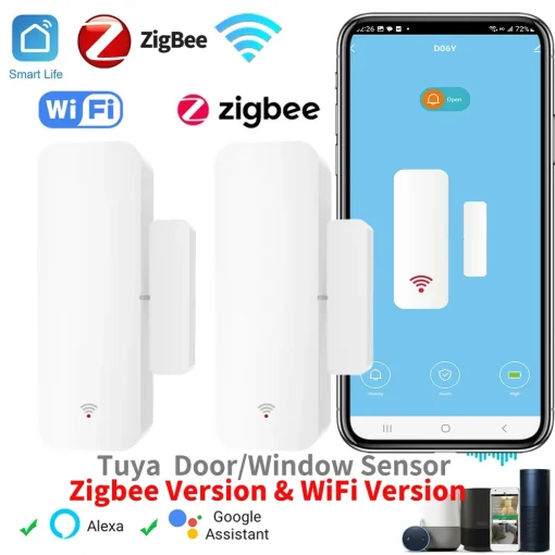 Sensor de Contato de Janela de Porta Tuya Zigbee WiFi