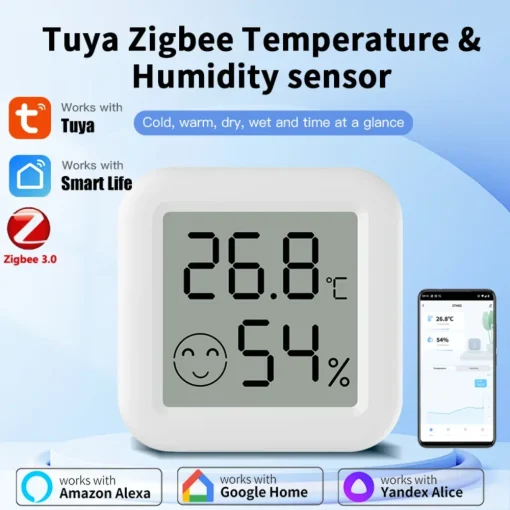 Sensor de Umidade de Temperatura Tuya Zigbee 3.0