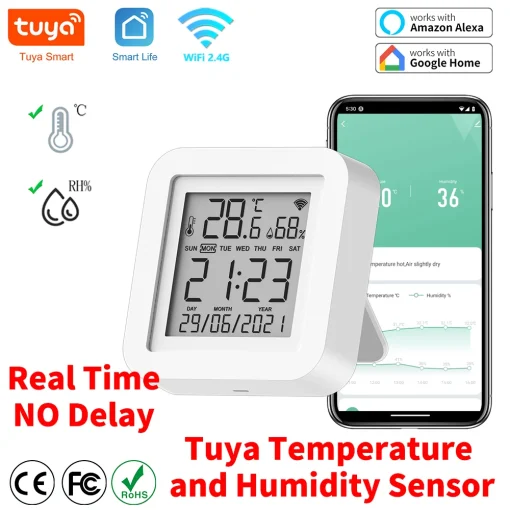 Sensor de temperatura e umidade WiFi Tuya