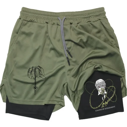 Shorts Esportivos Casuais para Academia Anime Performance Shorts Kurapika