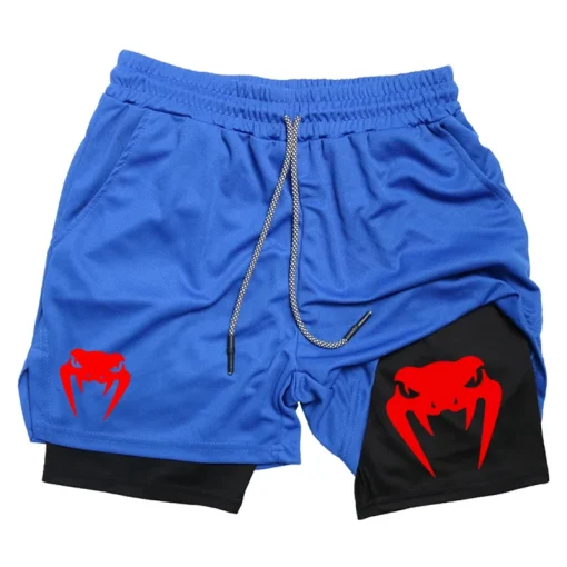 Shorts de compressão Mma para homens ginásio verão corrida treino shorts de esportes dois em um malha respirável de secagem rápida